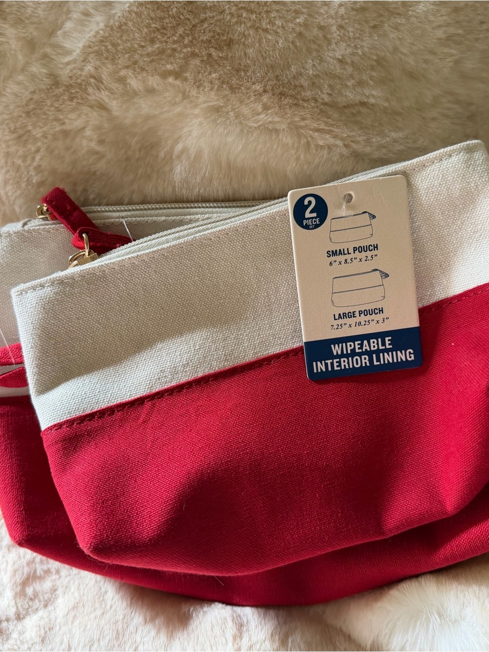 Tommy Bahama Red and White Canvas Cosmetic Pouch Set